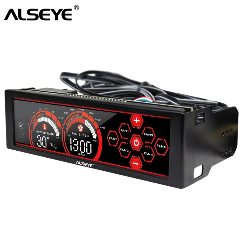 ALSEYE a-100L(R) Контроллер вентилятора для Компьютере кулер 6-и каналов Сенсорное управление для куллер