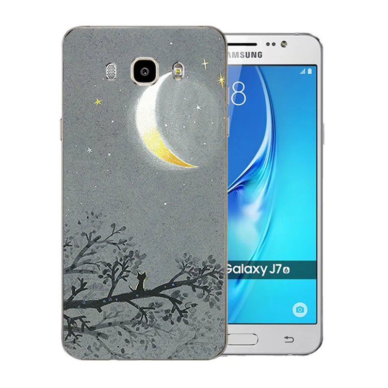 5 дюймов для Samsung Galaxy J7 2016 чехол телефона силиконовый узор космическая Луна J710F J710H