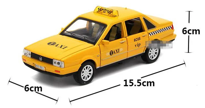 Модель такси высокой модели масштаба 1: 32 автомобиль из сплава с откидной крышкой