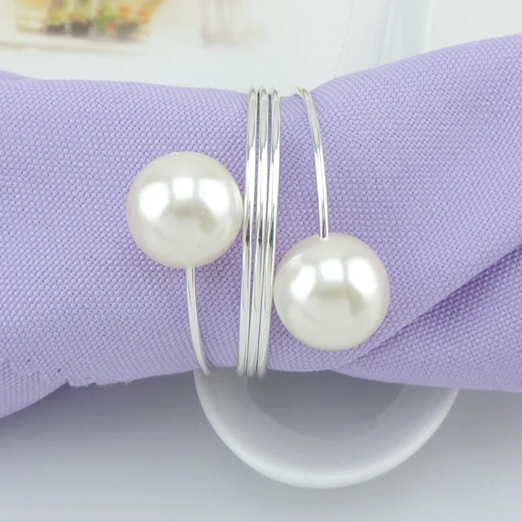 2pcs/lot Elegant Wedding Napkin Rings Pearl Metal Buckle Holder Christening Bangle Party Decor. ME 042 | Дом и сад
