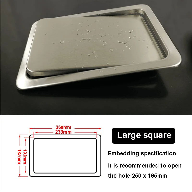 Square 26.9x18.7cm Утопленный лоскут из нержавеющей стали, встроенный баланс, откидная крышка, мусорное ведро, мусорное ведро, кухонная столешница - Цвет: Square 26.9x18.7cm