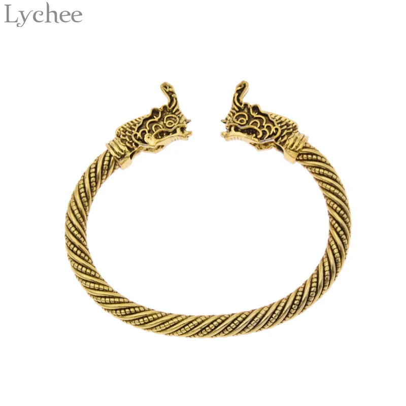 Lychee винтажный браслет из сплава носорога унисекс серебряный цвет золотой