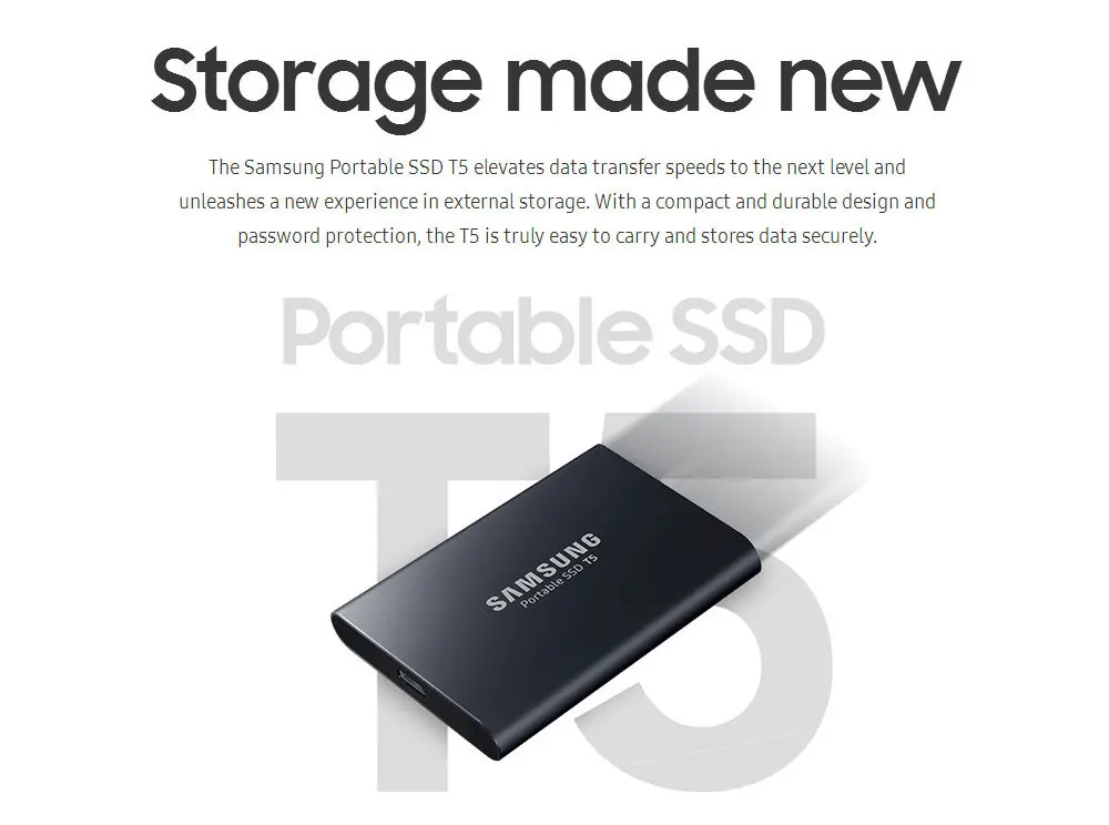 Samsung Внешний SSD T5 250gb 500g 1T 2T внешний твердотельный Hd жесткий диск Usb 3,1 Gen2(10 Гбит/с) и обратная совместимость для ПК