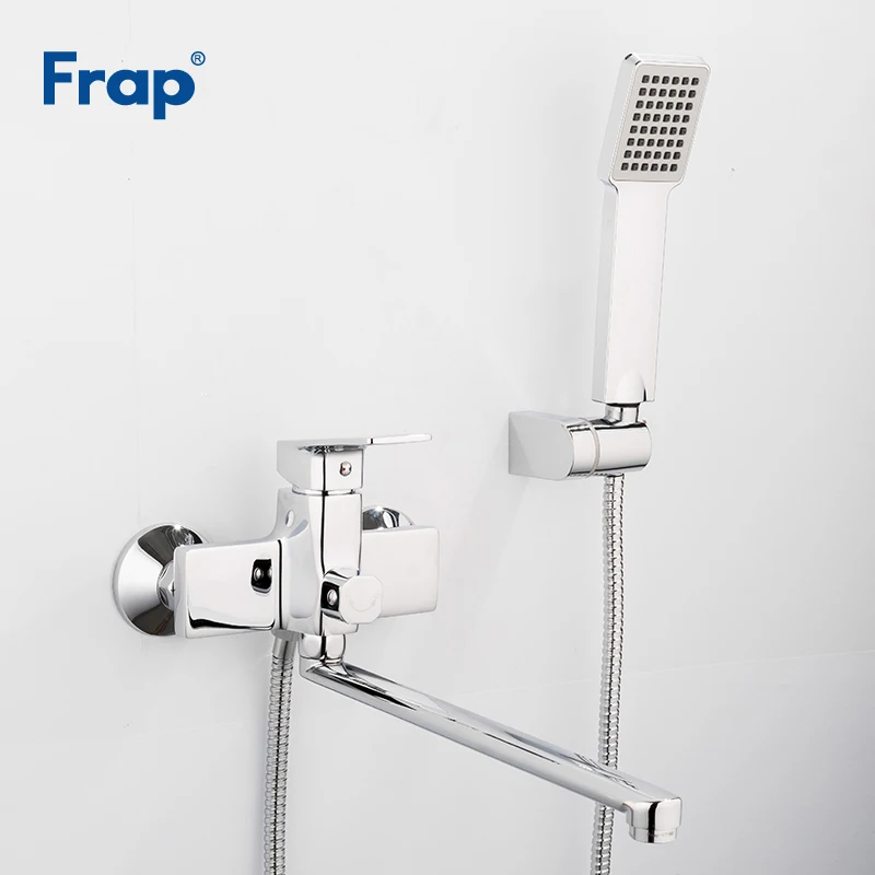 

Frap Bathtub Shower Faucet with 345mm Outlet Pipe Bathroom Faucets Water Mixer Tap with Square Shower Head Torneira Crane F2246