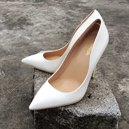 8cm Heels Veowalk/женские пикантные туфли-лодочки на очень высоком тонком каблуке белые вечерние туфли из лакированной кожи на шпильке с острым носком - Цвет: 8cm Heels
