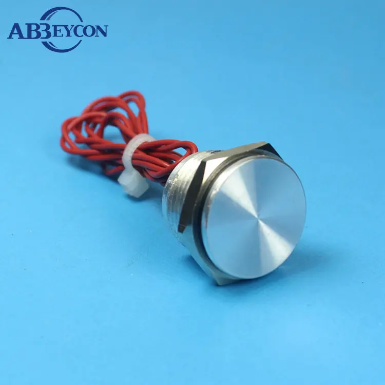 Abbeycon Momentary Flat Head 2A 19mm Normally Open Waterproof Aluminium Alloy Wired Silver IP68 Touch Piezo Switch | Обустройство