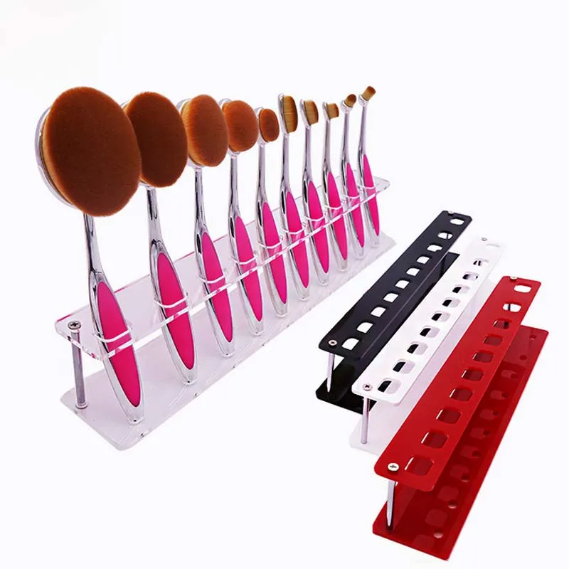 10 ячеек Овальный держатель для кистей макияжа прозрачная стеллаж акриловых