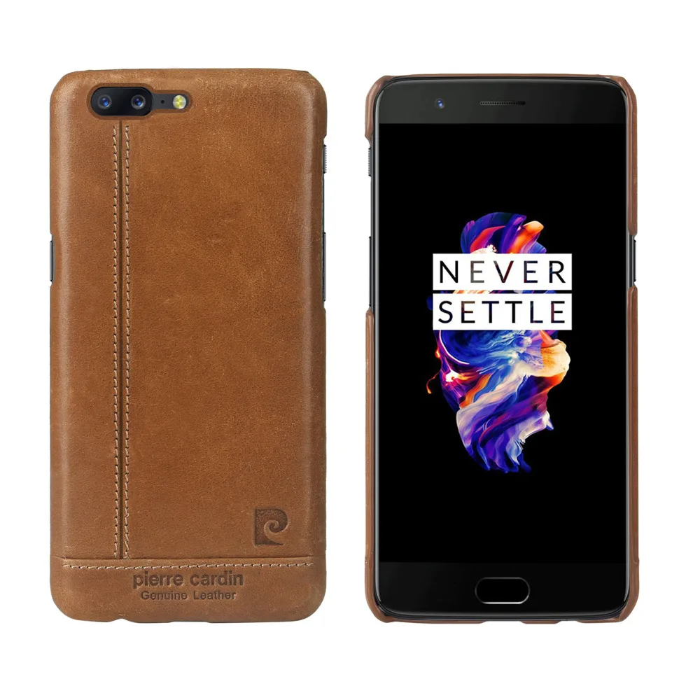 Твердая задняя крышка Pierre Cardin из натуральной кожи для One Plus 5 чехол Oneplus модный