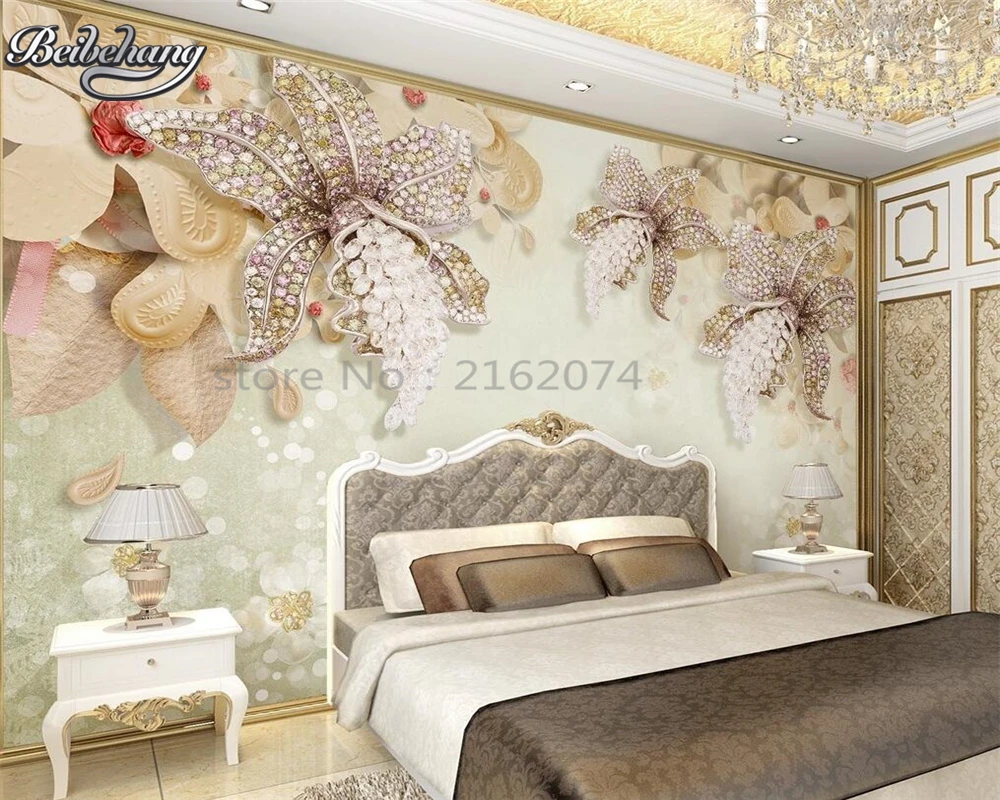 Пользовательские фото обои 3d Роскошные Алмазные цветы ТВ фон Современное