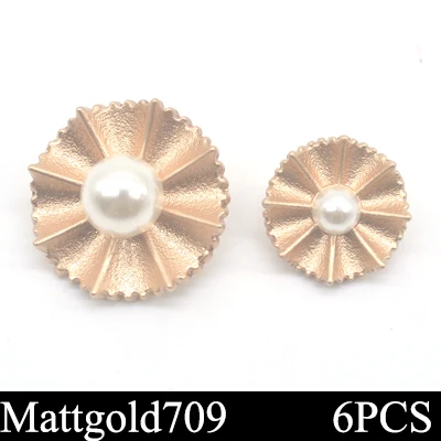 NO163 mattgold709 Высокое качество 6 шт./лот модные жемчужные декоративные пуговицы золотые швейные пуговицы для женщин кашемировый свитер пальто аксессуары ремесла - Цвет: NO163 mattgold709
