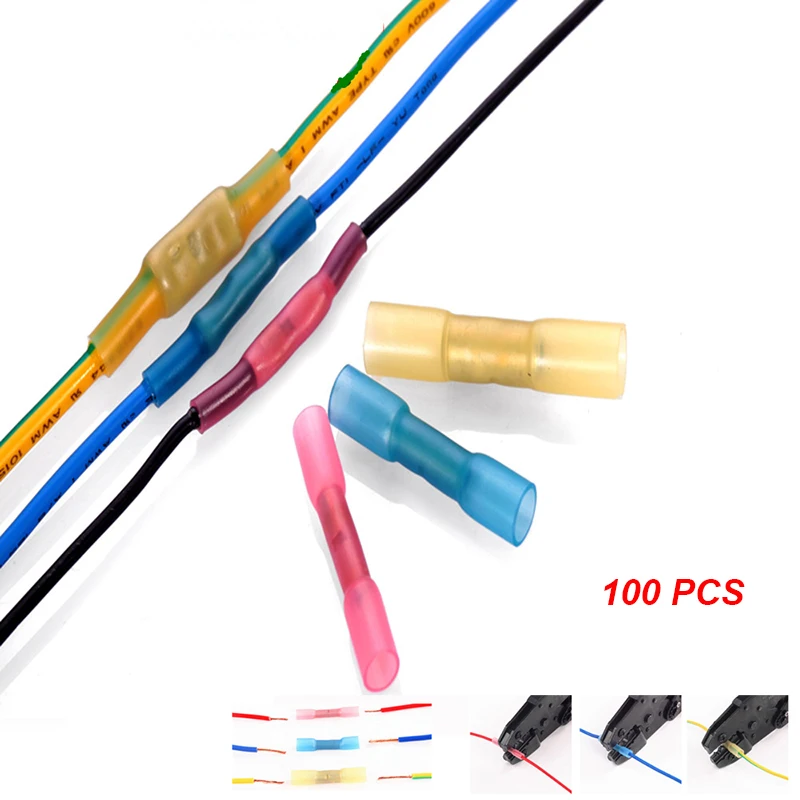 BHT0.5 термоусадочный стыковый водонепроницаемый соединитель 20-22AWG 0,3-мм2 стыковый термоусадочный трубчатый соединитель обжимной клеммы