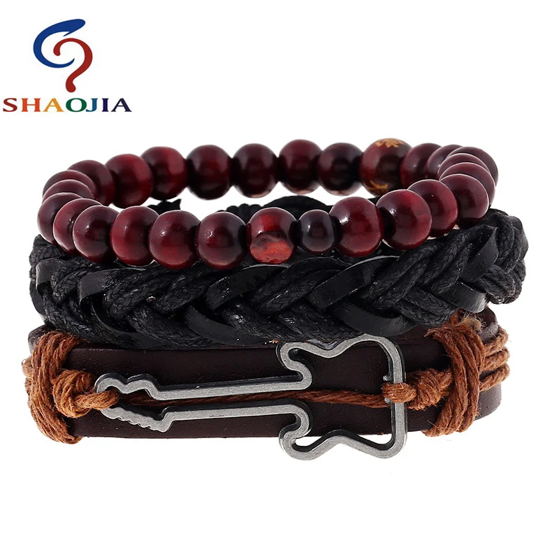 3 шт./комплект кожаный браслет с бусинами для мужчин и женщин | Украшения
