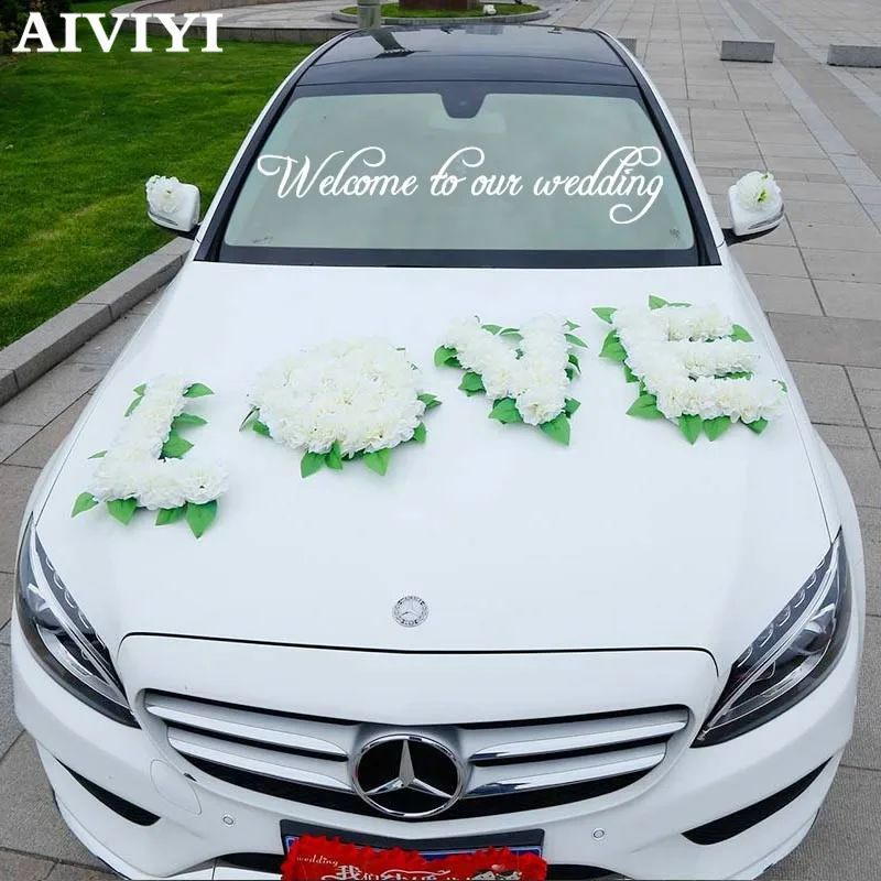 Искусственные цветы для свадьбы украшение автомобиля свадебные помпонами