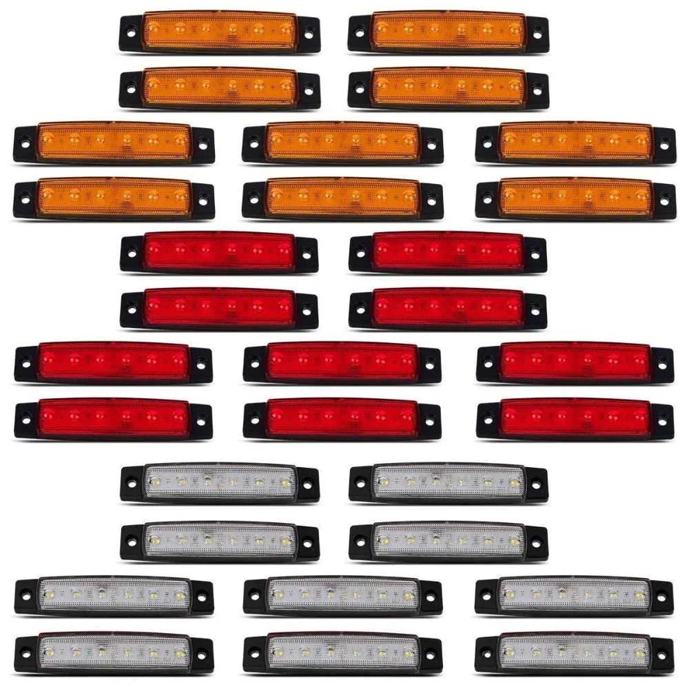 Автомобильные аксессуары 30pcs 12V 6 светодиодов Грузовик Автобус Лодочный Прицеп