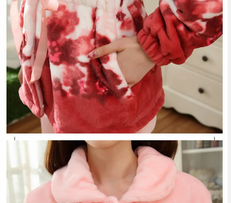 Пижамы размера плюс 4XL, Женский пижамный комплект, зимний толстый теплый фланелевый Пижамный костюм, ночная рубашка, Женская милая розовая пижама