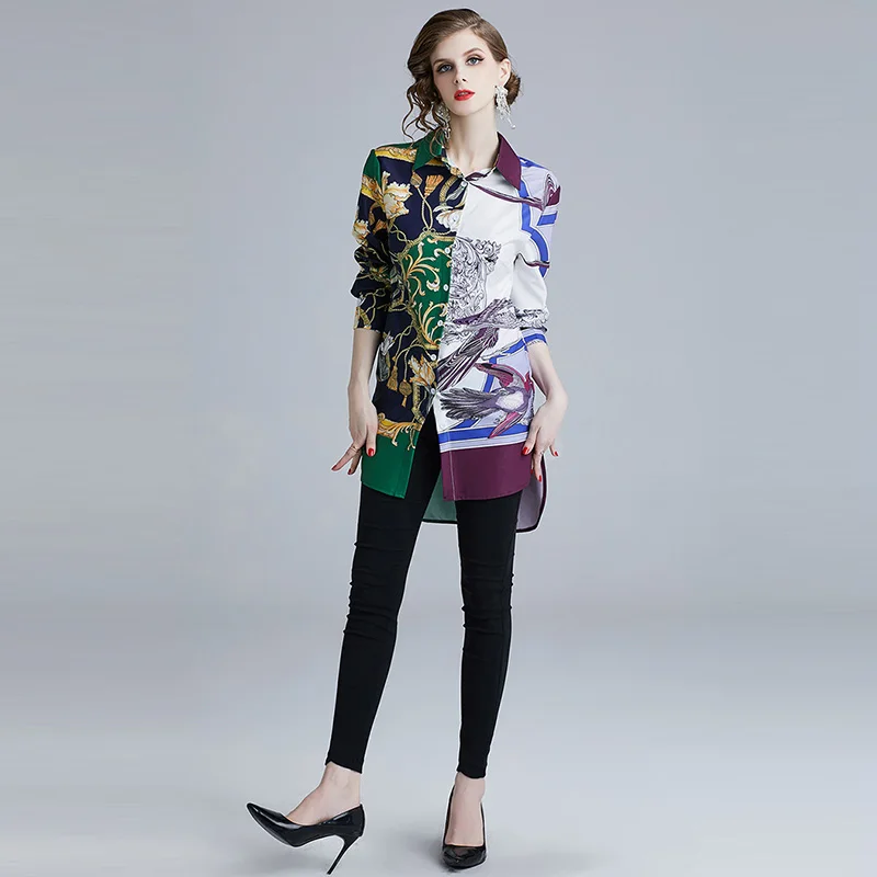 Женская рубашка Willstage офисная с длинным рукавом и цветочным принтом|Блузки| |