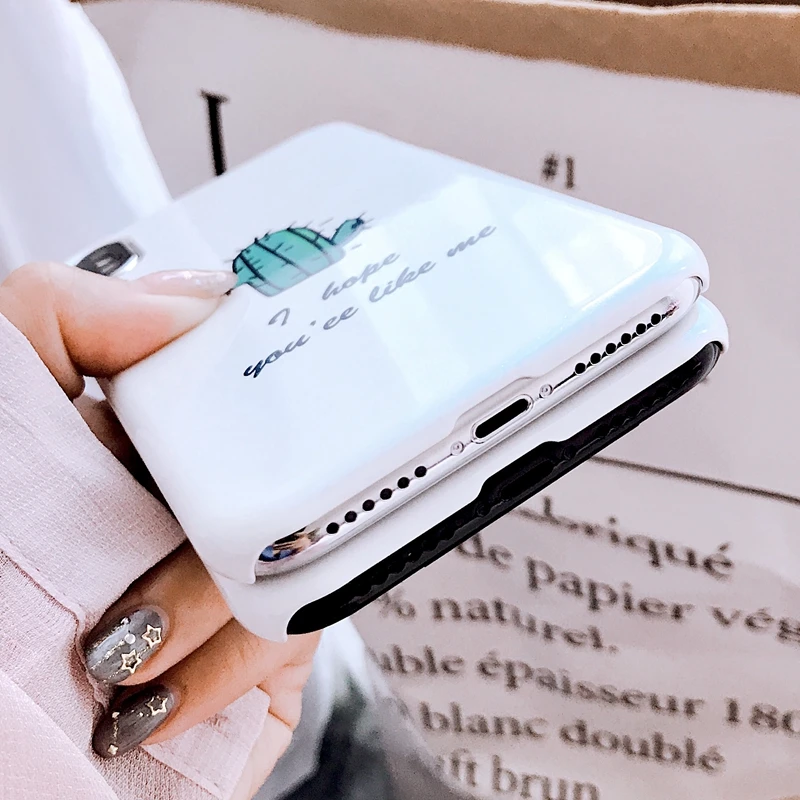 Окрашенный чехол для телефона в форме кактуса iPhone X 8 Plus корейский стиль 6 6S 7