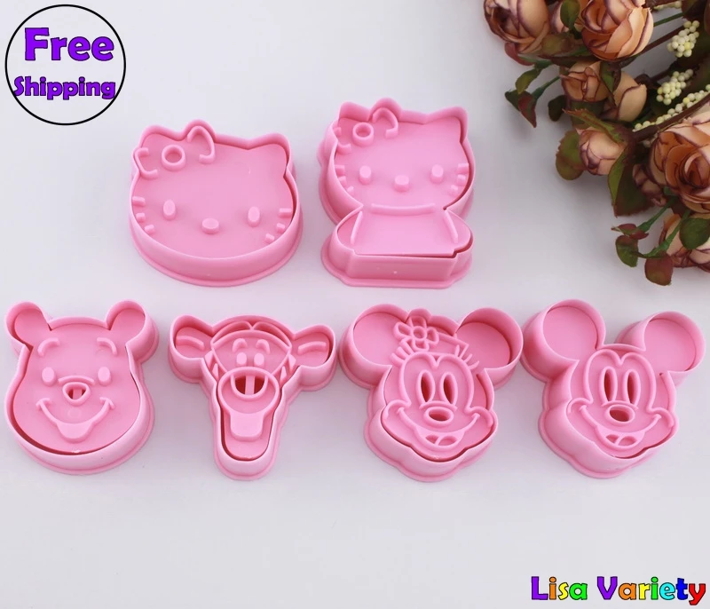 Бесплатная доставка 3 комплекта Микки Винни hello kitty Формочки плесень|mold flower|molded