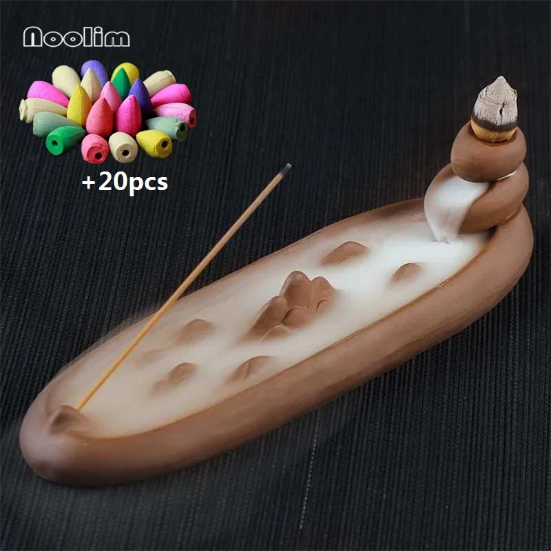 20pcs Mixed Лодка Форма обратного потока благовоний горелка фиолетовый держатель для ароматических палочек кадильница для ароматерапии креативные поделки украшения+ 20 шт Бесплатные конусы - Цвет: 20pcs Mixed