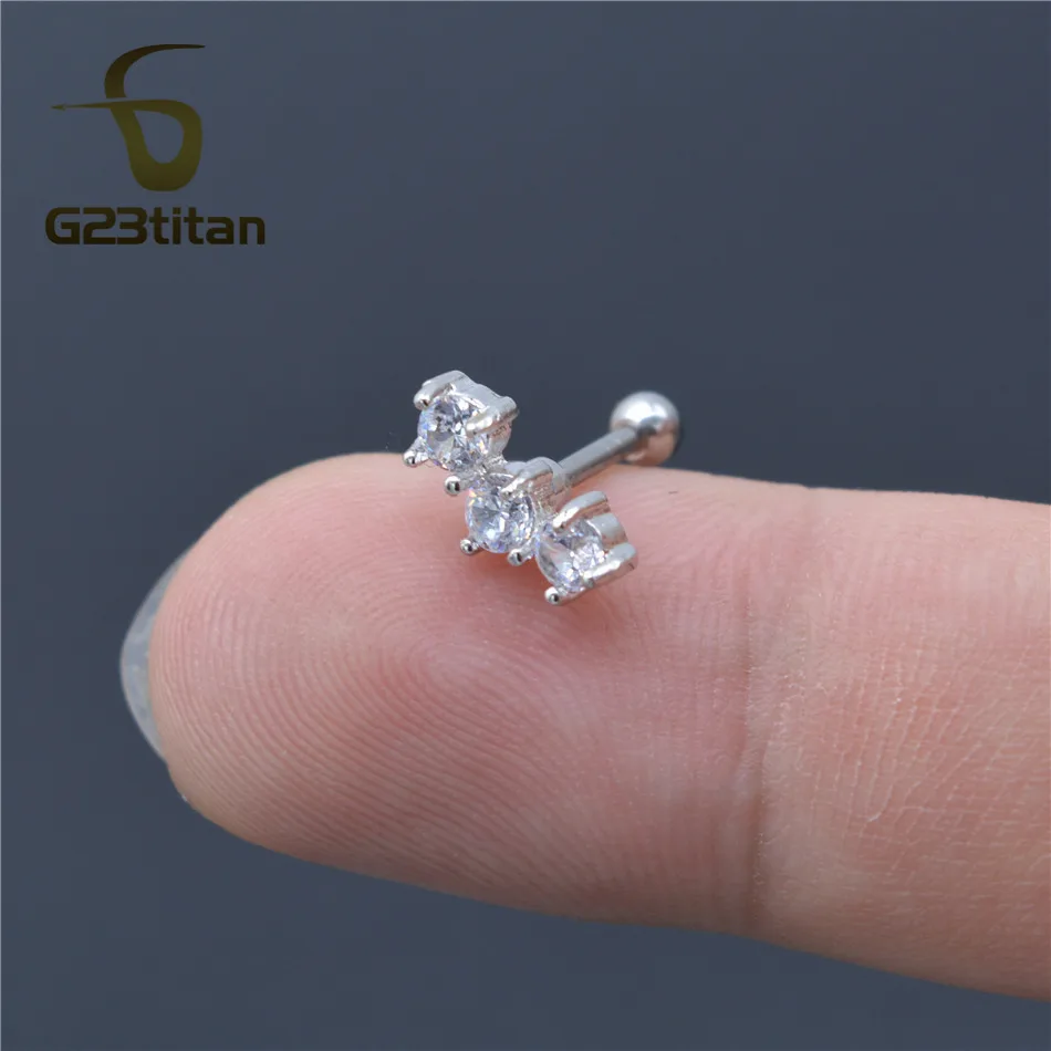 G23titan серебряные титановые хрустальные шпильки для ушей серьга пирсинга кольца