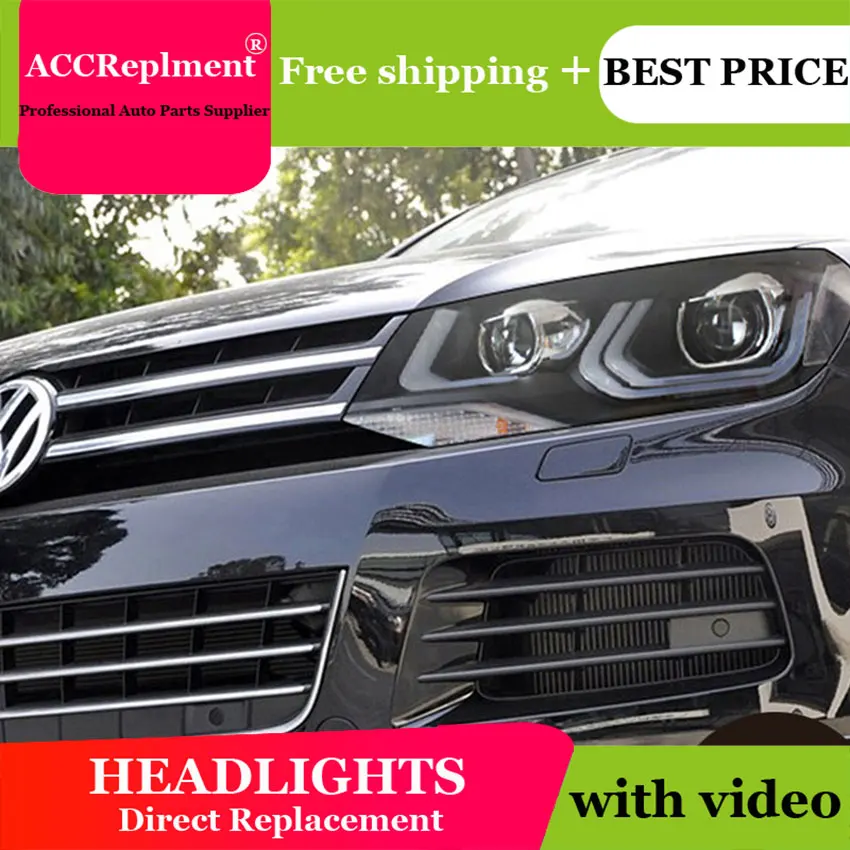 Автомобильный Стайлинг VW Touareg фары 2013 2015 двойной Angel eye led drl H7 hid Bi Xenon объектив фара