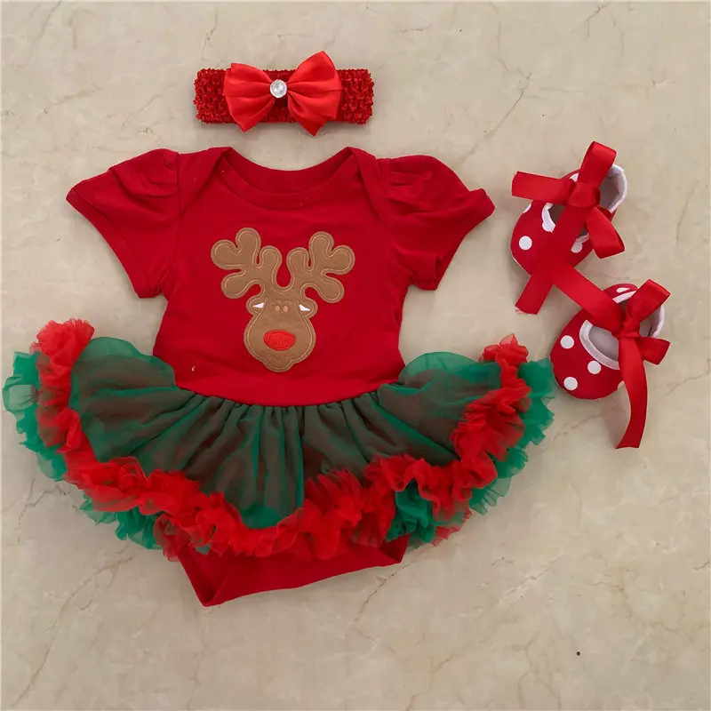 

Christmas Baby Costume Baby Girls Rompers Newborn Clothes Christmas Reindeer Printed Jumpsuits Dress Bebes New Year Red Romper