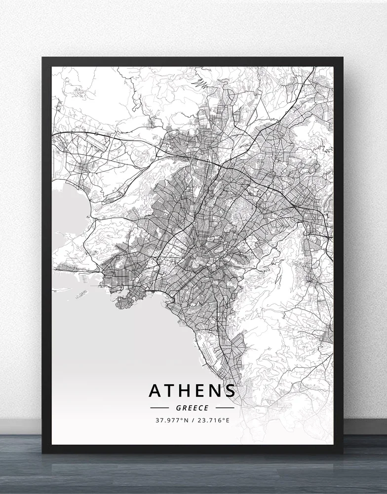 

Athens Fira Thessaloniki Greece Map Poster