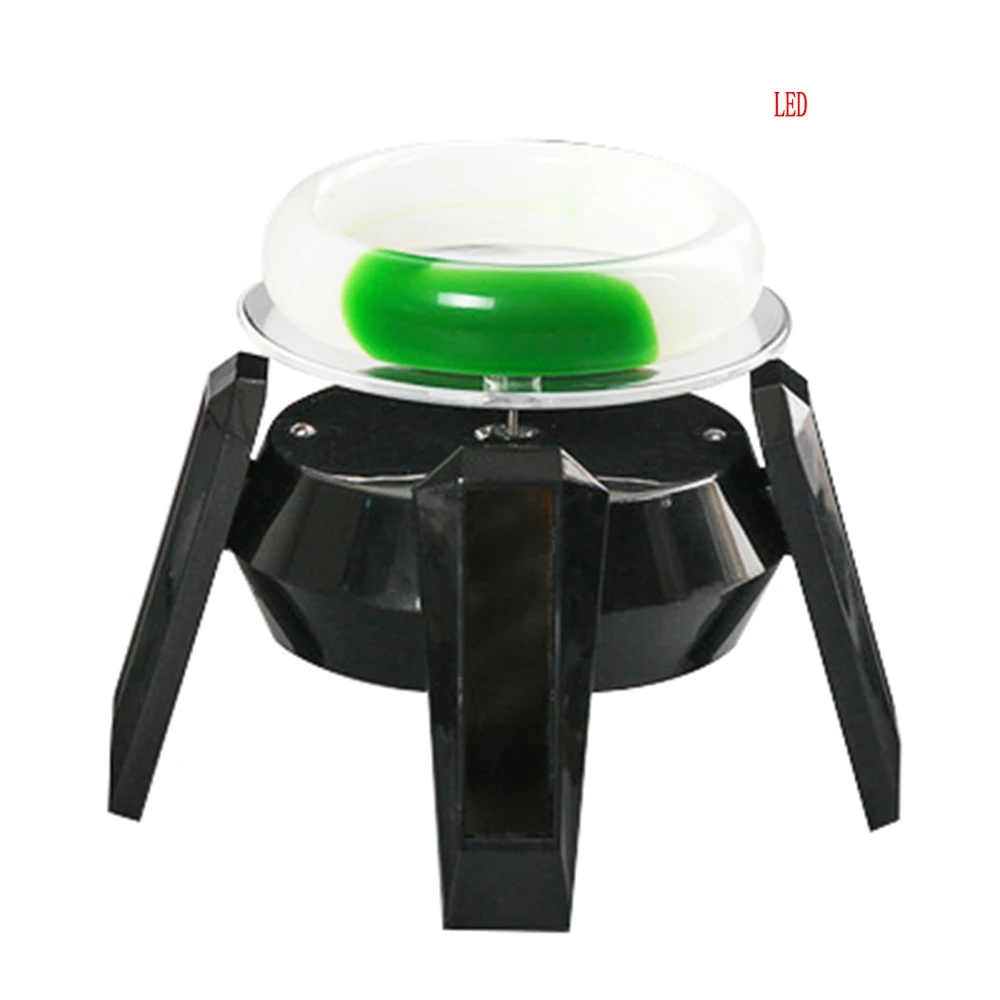 Black LED Солнечная Витрина 360 поворотный стол вращающиеся ювелирные часы браслет кольцо Ожерелье Дисплей Стенд игрушка дисплей - Цвет: Black LED