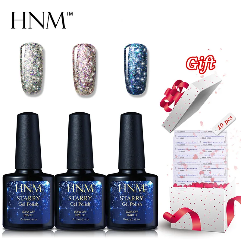 Набор гель лаков для ногтей HNM Buy 3 1 подарок 10 шт. удаления УФ лака|gel nail polish|uv gel