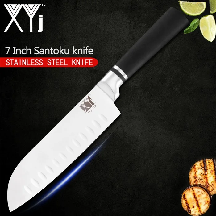 7 inch Santoku Knife XYj набор кухонных ножей из нержавеющей стали, один кусок, структура ножей из нержавеющей стали, фруктовый нож Santoku, нож для нарезки хлеба - Цвет: 7 inch Santoku Knife