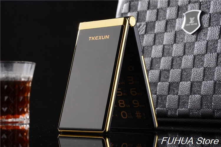 TKEXUN M2 флип металлический корпус телефон двойной экран большая батарея большая клавиатура 3,0 почерк экран мобильный телефон раскладушка