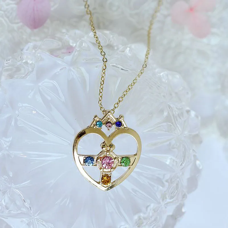 Сейлор Мун, 25-я годовщина, космическое сердце, компактное сердце, луна, Артем, медальон-звезда, палочки, ювелирное изделие, ожерелье, серьги, косплей - Цвет: 1
