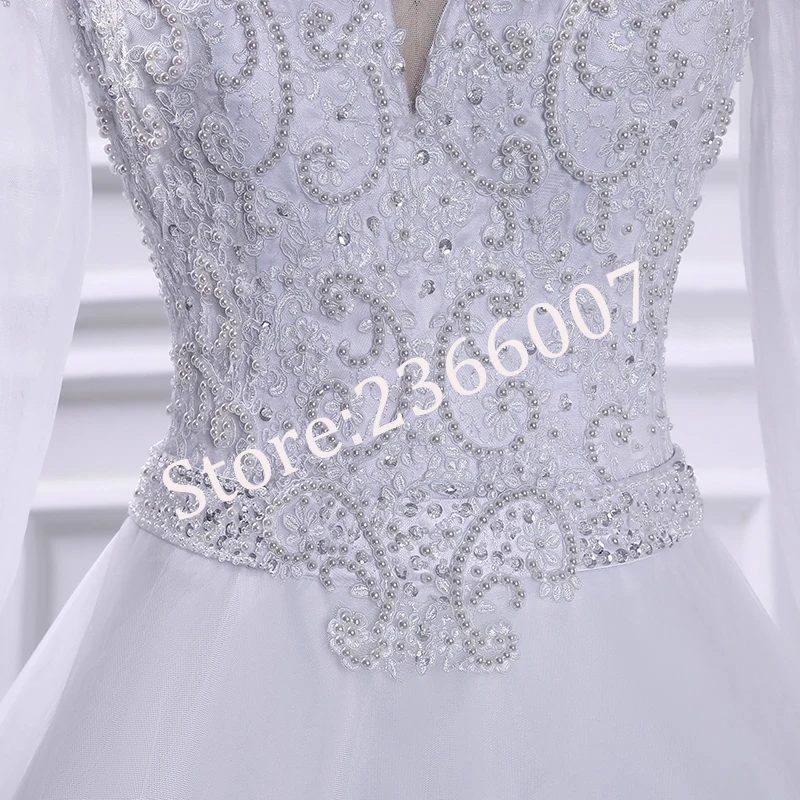 Vestido De Noiva, бальное платье, свадебные платья, иллюзия, сзади, принцесса, Trouwjurk, роскошный жемчуг, длинный рукав, свадебное платье, Casamento