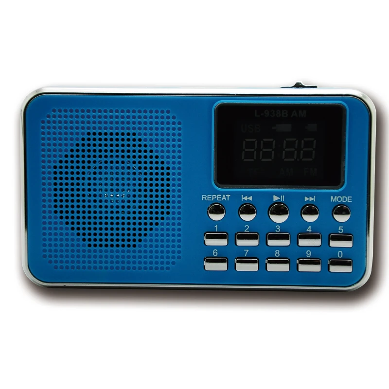 10 шт. L-938BAM Мини Портативный Авто сканирование FM AM радио с mp3 музыкальный плеер светодиодный фонарик Поддержка TF micro SD карты и USB