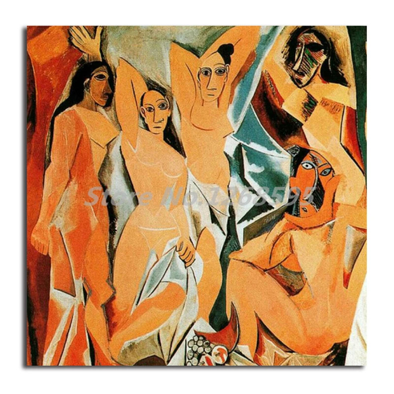 Пабло Пикассо Les Demoiselles Авиньон 1907 HD Холст Плакаты печать настенная живопись