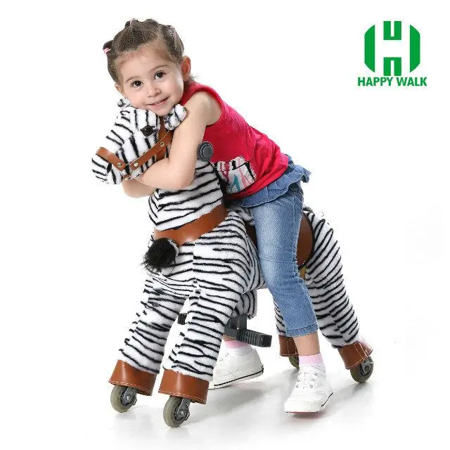 Zebra Аттракцион на лошадях игрушки для От 3 до 7 лет мальчиков и девочек дети милые раздвижные механические лошади животные кататься на скутере рождественские подарки Горячая распродажа - Цвет: Zebra