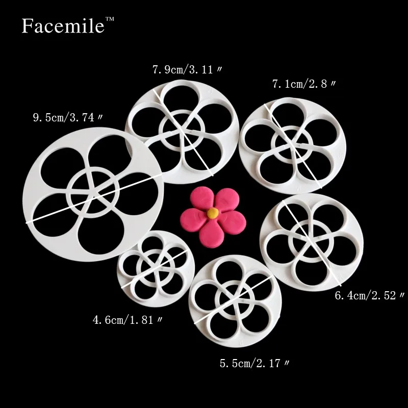Facemile 6 шт./компл. розовый цветок нож для торта и печенья форма помадки простой розы