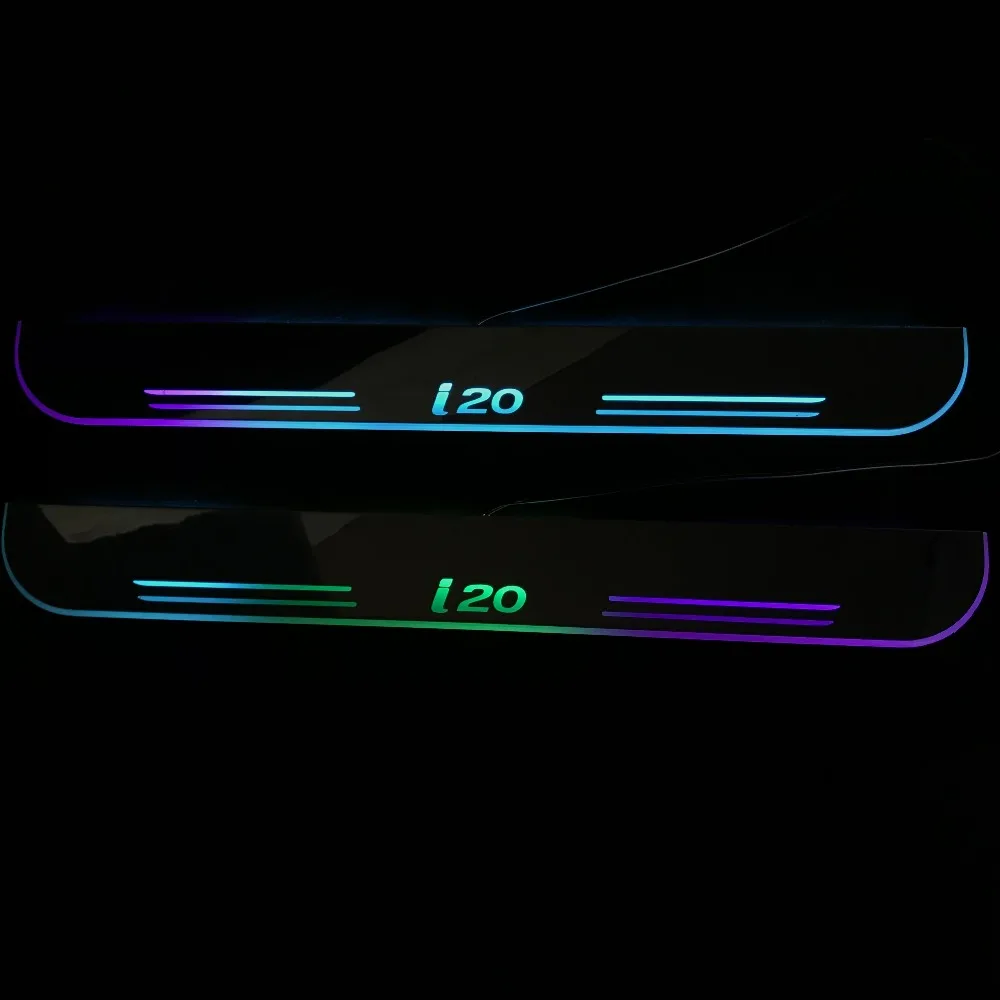 

RQXR led moving door scuff for hyundai i20 dynamic door sill plate flat lining overlays flowing/fixed light, 2pcs