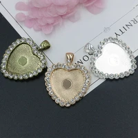 2pcs crystal heart shaped 25mm bottom retro love diy high quality alloy jewelry accessories necklace alloy pendant