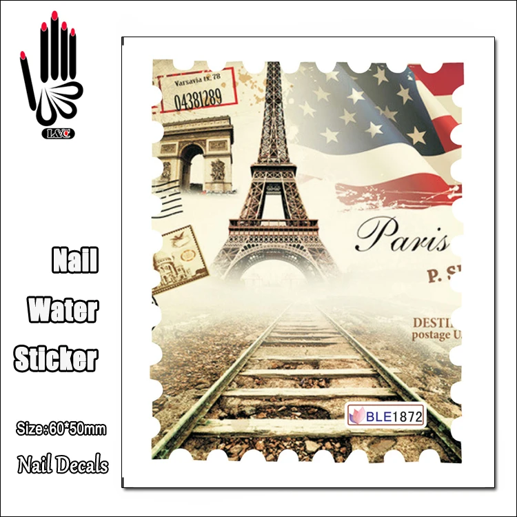 1 лист BLE1872 Эйфелева башня ногтя Стикеры полное покрытие для ногтей переводятся с
