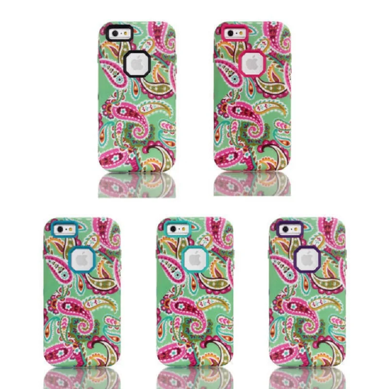 cashew flower water/dirt/shockproof mobile phone Hybrid Hard Plastic case for iphone6 5.5inches Pc + silicon phone-case/ shell |