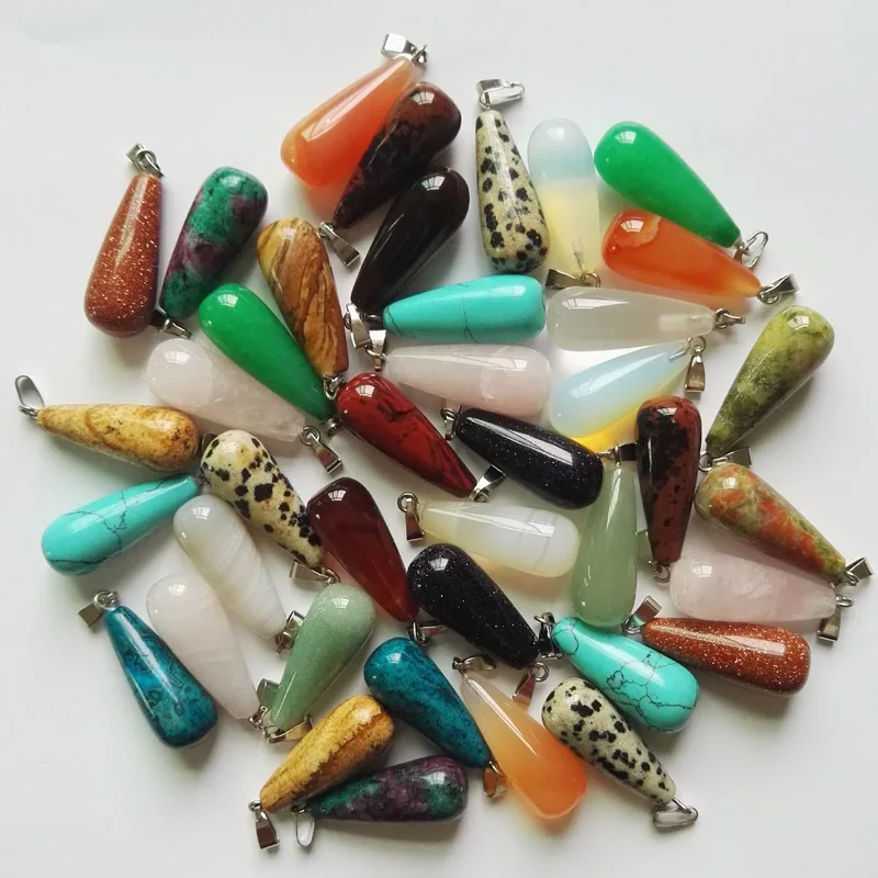 

fashion mixed natural stone water Drop Necklaces & pendant for jewelry making charm Tiger eye opal onyx 50pcs/lot free shipping