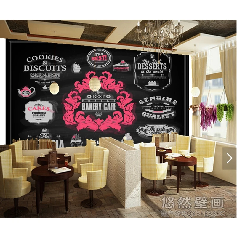 3D современные обои на заказ европейские рисунки иконы еды для ресторана кафе