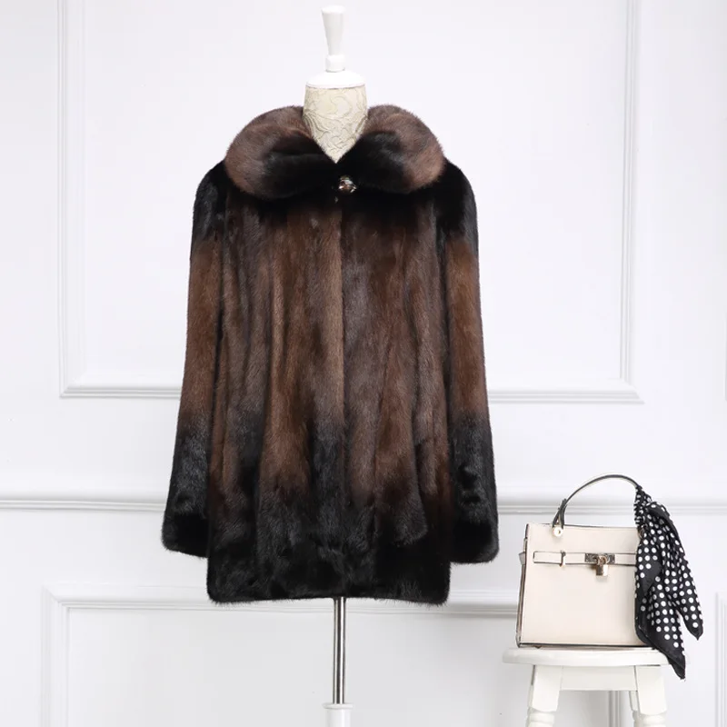 Новинка 2015 специальное Норковое Пальто женский стиль норка мех среднего и