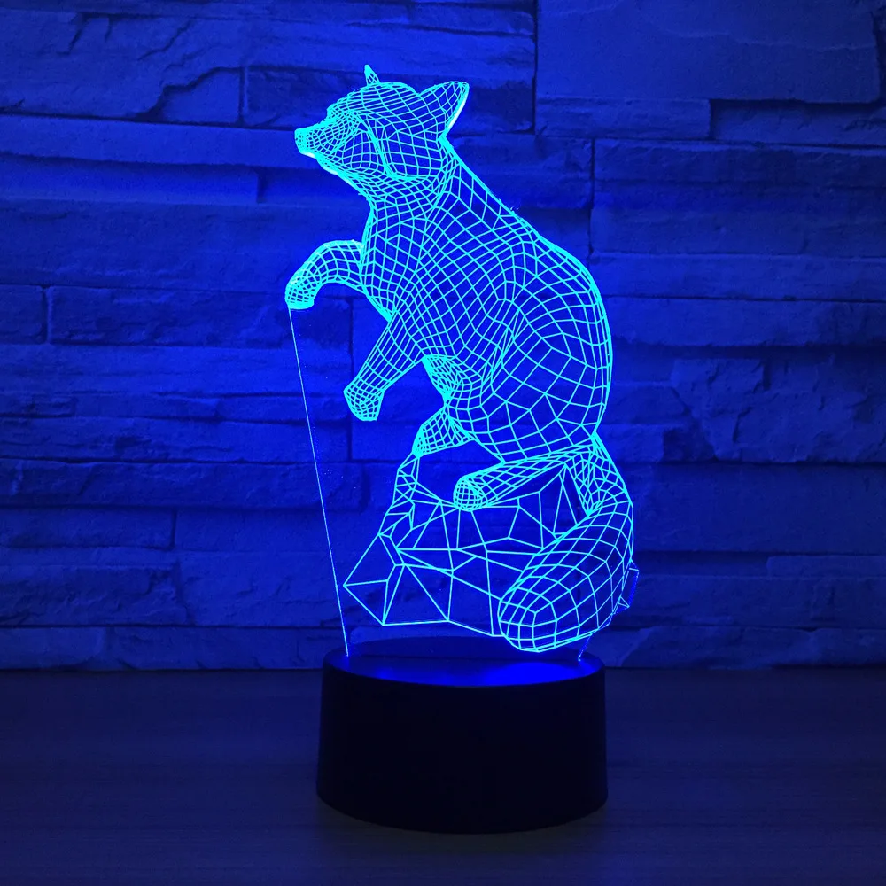 Fox Mouse 3d Light Night Creative Touch Control Colorful Led Lamp Usb Battery Fixtures Kids Room Home Decor | Ночники