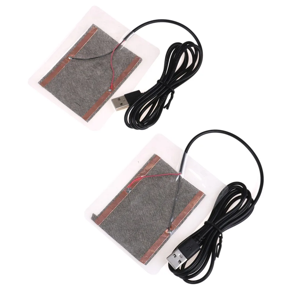

2pcs Protable USB Heater Winter Fiber Heater Carbon Electric Heated Jacket Cushion Warm Plate For Shoes Golves Mouse Pad 8*10cm