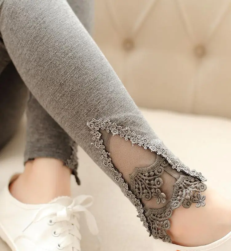 K056 Deep Gray Lace VIIANLES популярные леггинсы с ромбами женские хлопковые леггинсы трикотажные Ажурные кружевные брюки весна осень черные белые повседневные брюки - Цвет: K056 Deep Gray Lace
