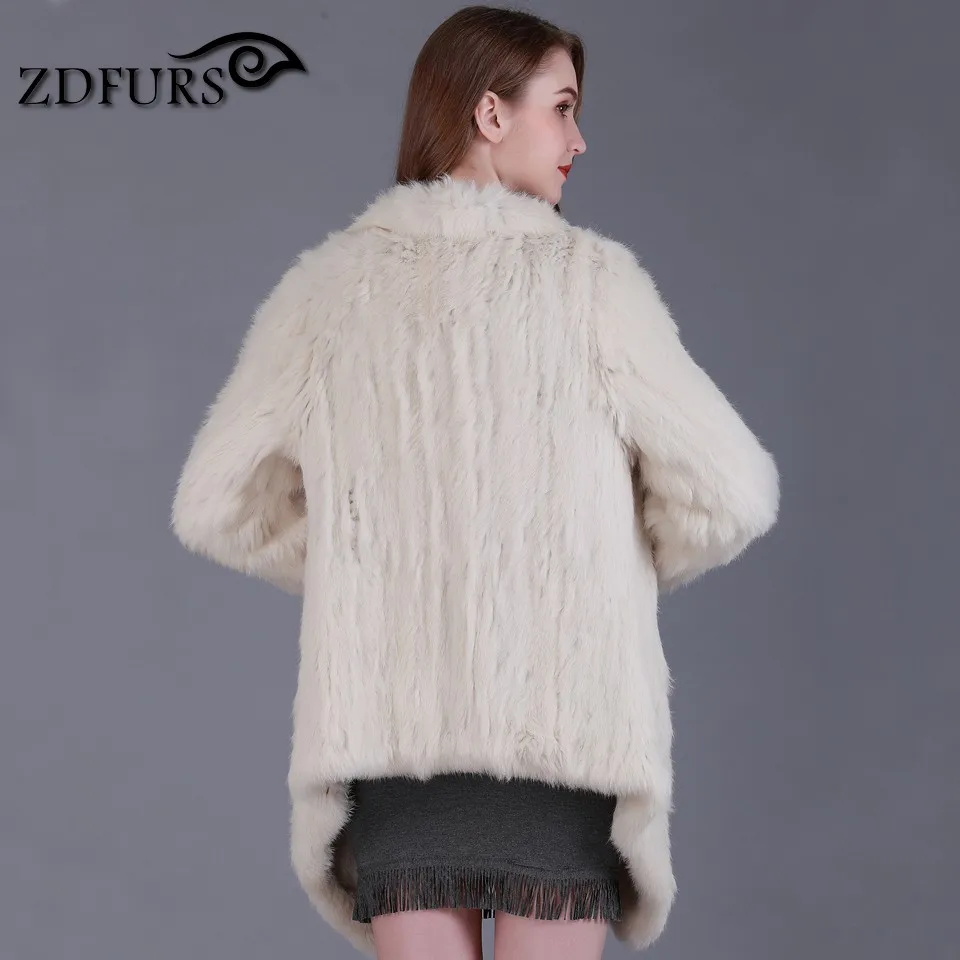 ZDFURS * Подлинная вязаный мех кролика шуба из меха Модная женская вязанная шапка