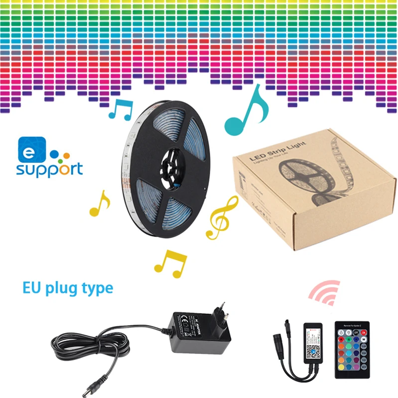 5M With Eu adapter Умный светодиодный светильник для домашней автоматизации eWeLink с регулируемой яркостью, водонепроницаемый, WiFi, гибкий, RGB, светильник s, работает с Alexa Google Home - Комплект: 5M With Eu adapter