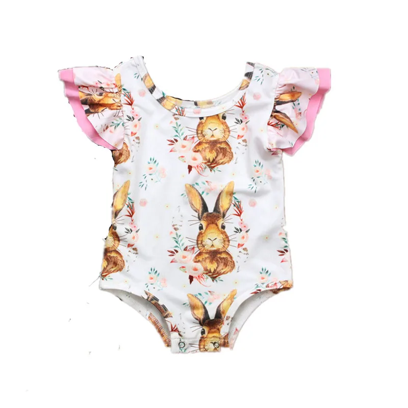 Милый комбинезон-Кролик для маленьких девочек пасхальный день одежда с рюшами на